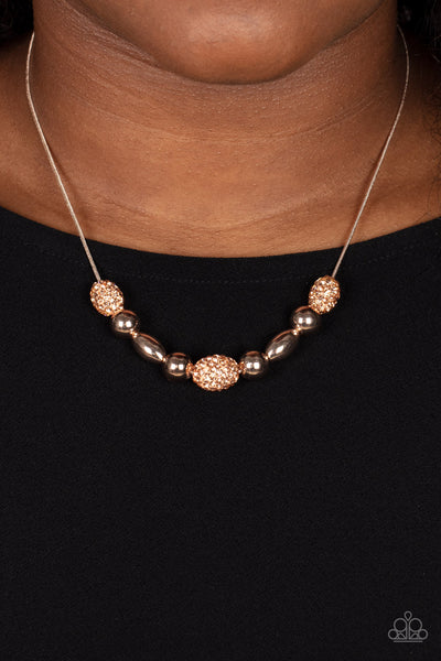 Paparazzi Space Glam - Rose Gold Necklace