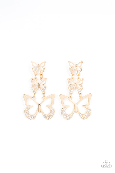 Paparazzi Flamboyant Flutter - Gold Earrings