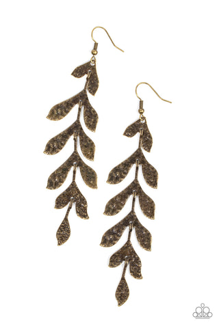 Paparazzi Lead From the FROND - Brass Earrings