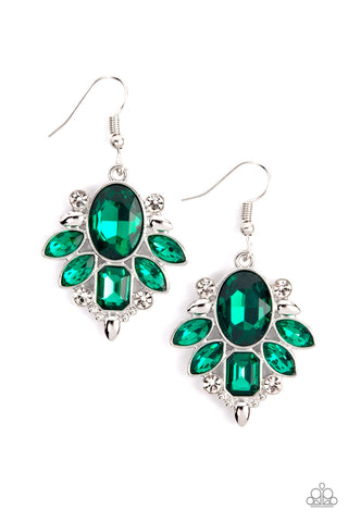 Paparazzi Glitzy Go-Getter - Green Earrings