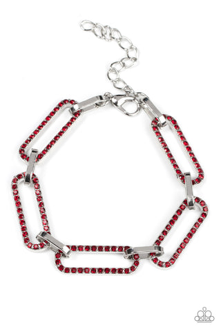 Paparazzi Still Not OVAL You - Red Bracelet