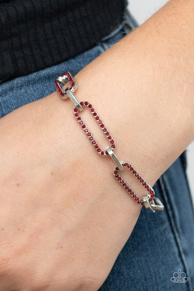 Paparazzi Still Not OVAL You - Red Bracelet