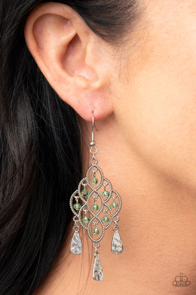 Paparazzi Sentimental Shimmer - Green Earrings