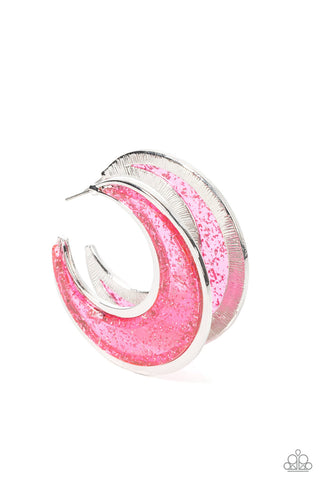 Paparazzi Charismatically Curvy - Pink Earrings