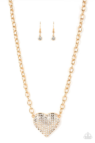 Paparazzi Heartbreakingly Blingy - Gold Necklace