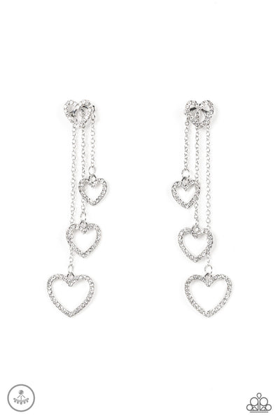 Paparazzi Falling In Love - White Earrings