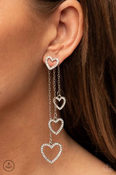 Paparazzi Falling In Love - White Earrings