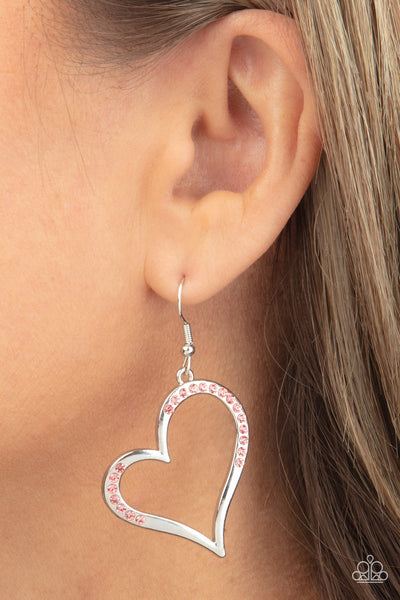 Paparazzi Tenderhearted Twinkle - Pink Earrings