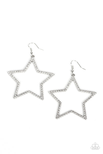 Paparazzi Supernova Sparkle - White Earrings