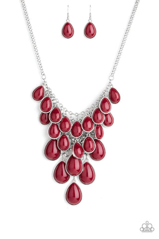 Paparazzi Shop 'Til You TEARDROP - Red Necklace