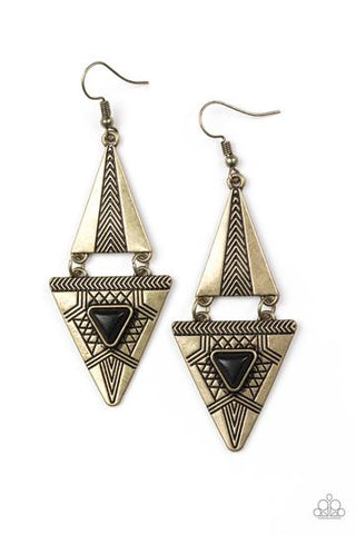 Paparazzi El Paso Edge - Brass Earrings