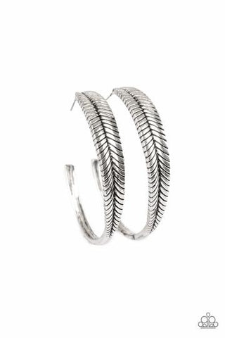 Paparazzi Funky Feathers - Silver Earrings