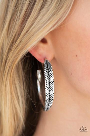 Paparazzi Funky Feathers - Silver Earrings