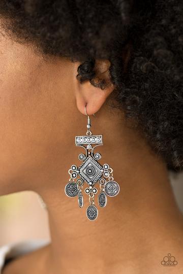 Paparazzi Unexplored Lands - Silver Earrings