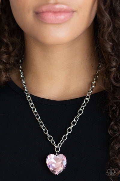 Paparazzi Flirtatiously Flashy - Pink Necklace
