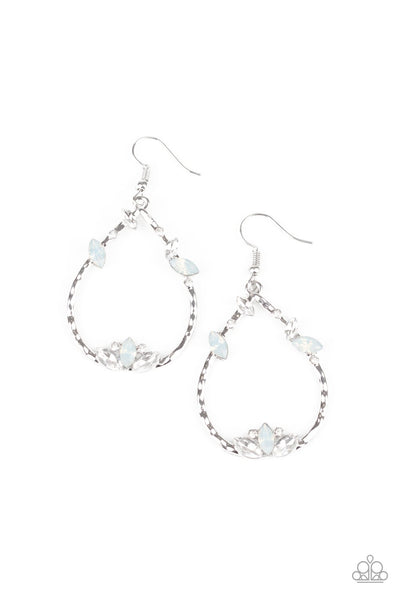 Paparazzi Lotus Ice -  White Earrings