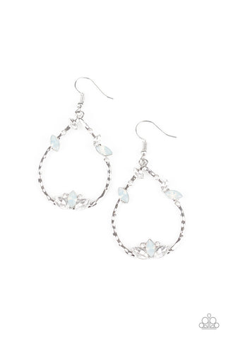 Paparazzi Lotus Ice -  White Earrings