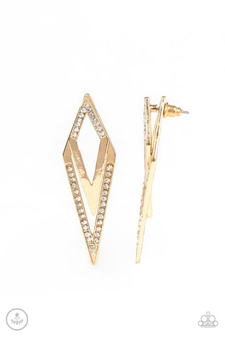 Paparazzi Point-BANK - Gold Earrings