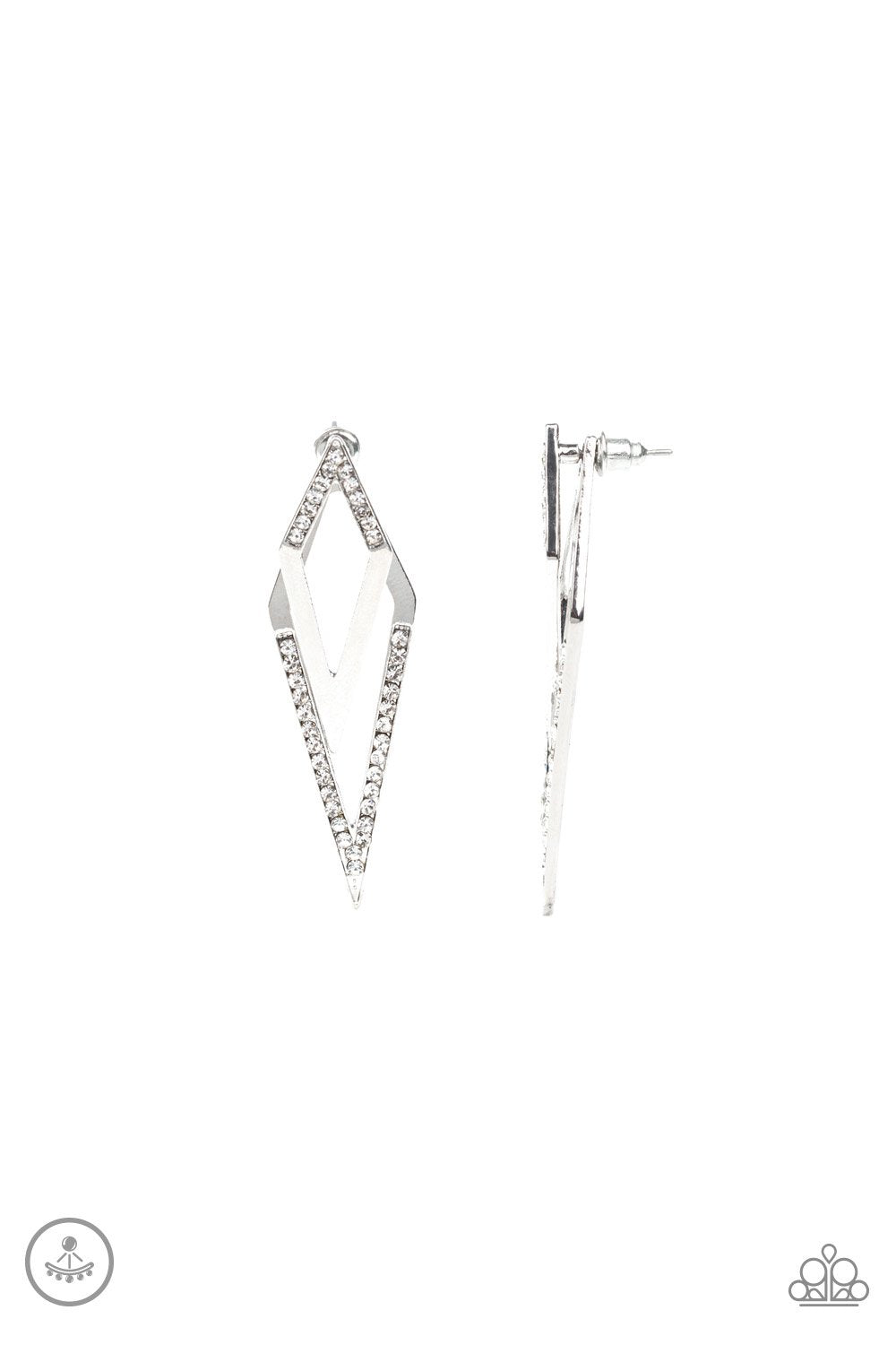 Paparazzi Point-BANK - White Earrings