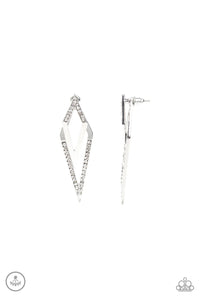 Paparazzi Point-BANK - White Earrings