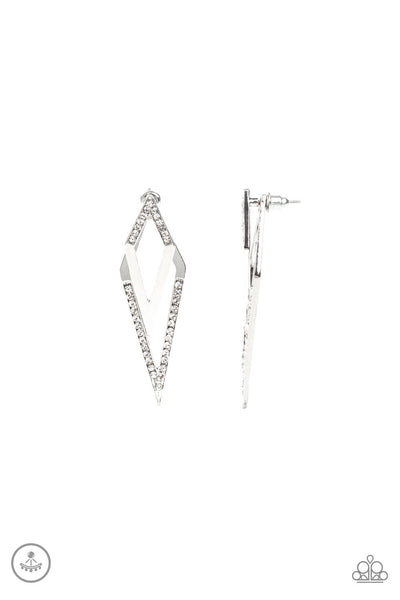 Paparazzi Point-BANK - White Earrings