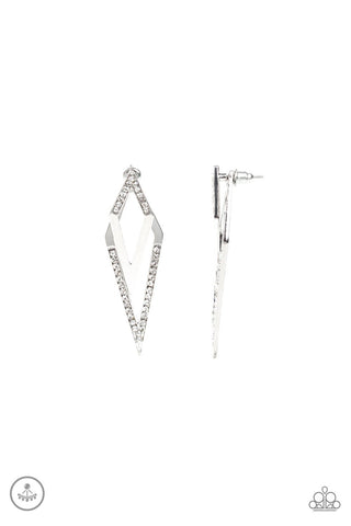 Paparazzi Point-BANK - White Earrings