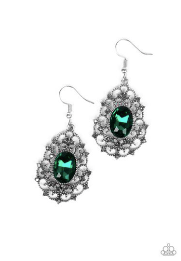 Paparazzi Regal Razzle - Green Earrings