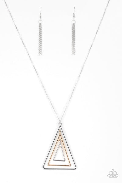 Paparazzi TRI Harder - Silver Necklace