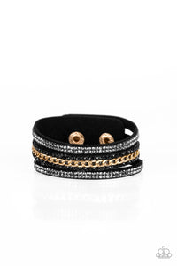 Paparazzi Rollin In Rhinestones - Black Bracelet