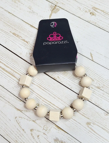 Paparazzi Timber Trendsetter - White Bracelet