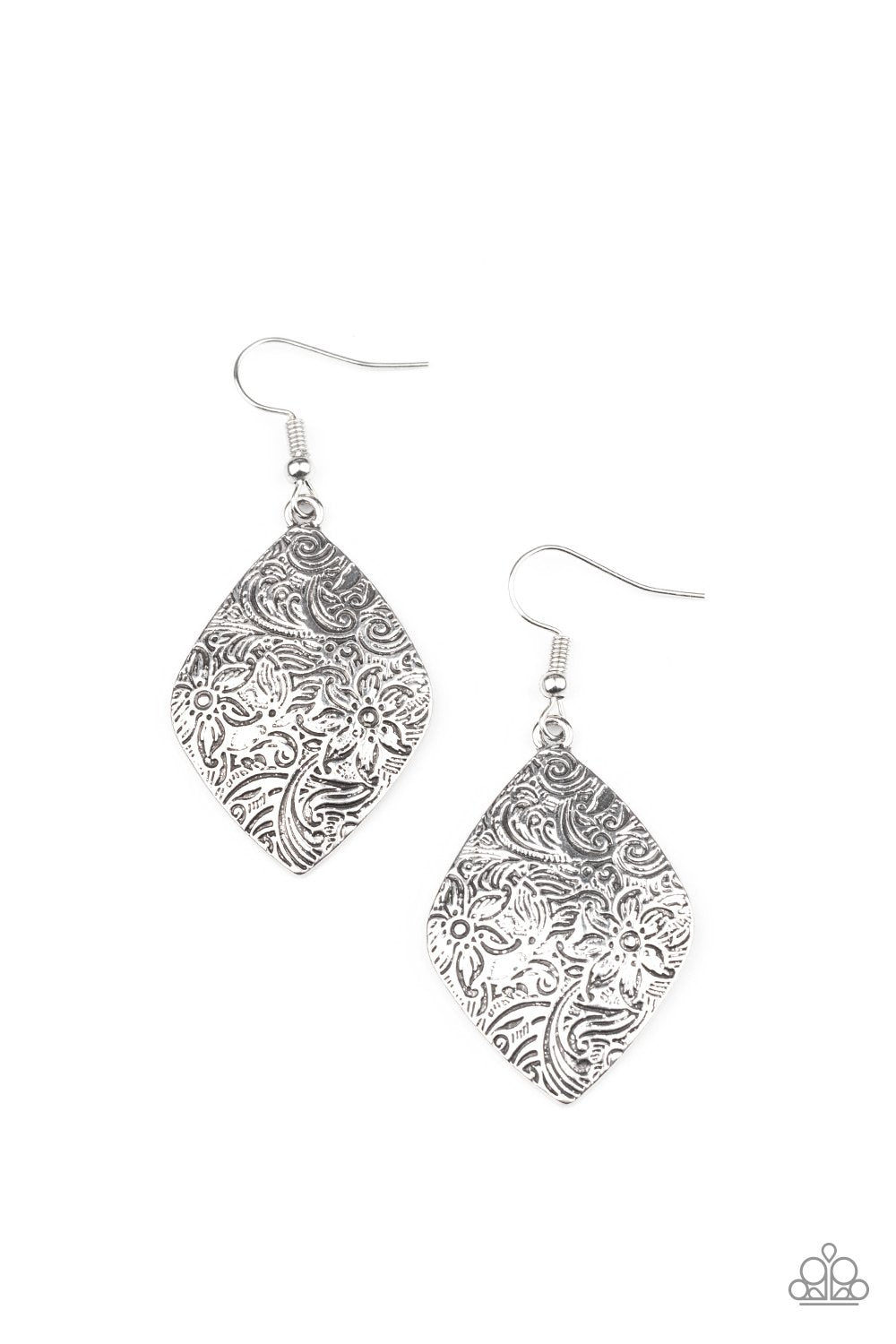 Paparazzi Flauntable Florals - Silver Earrings