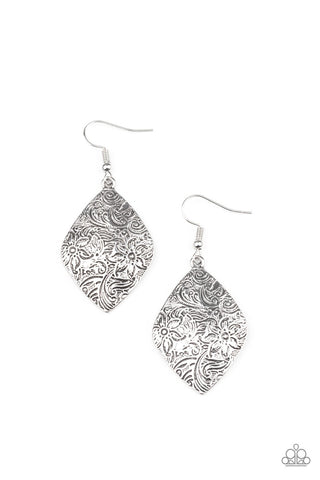 Paparazzi Flauntable Florals - Silver Earrings