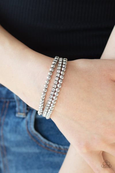 Paparazzi Glam Game - White Bracelet