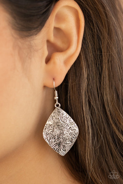 Paparazzi Flauntable Florals - Silver Earrings