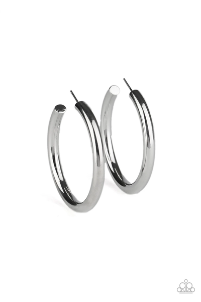 Paparazzi Hoop Hustle - Silver Earrings