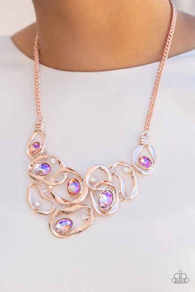 Paparazzi Warp Speed - Rose Gold Necklace