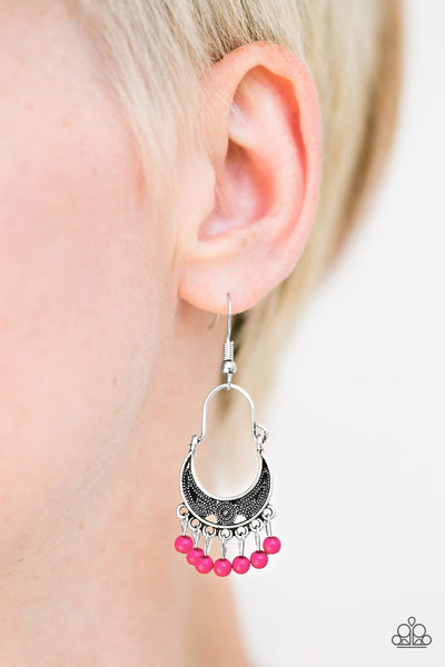 Paparazzi Hopelessly Houston - Pink Earrings