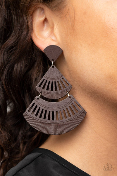 Paparazzi Oriental Oasis - Brown Earrings