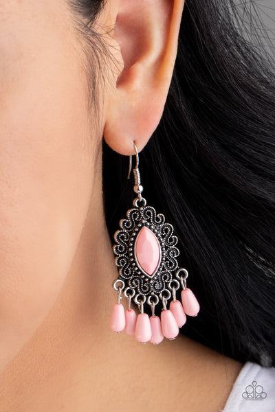 Paparazzi Private Villa - Pink Earrings
