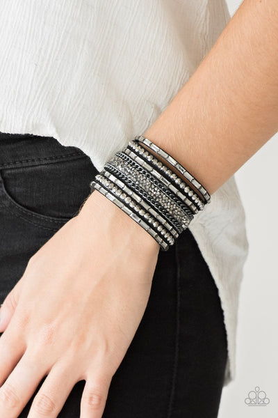 Paparazzi Rhinestone Rumble - Black Bracelet