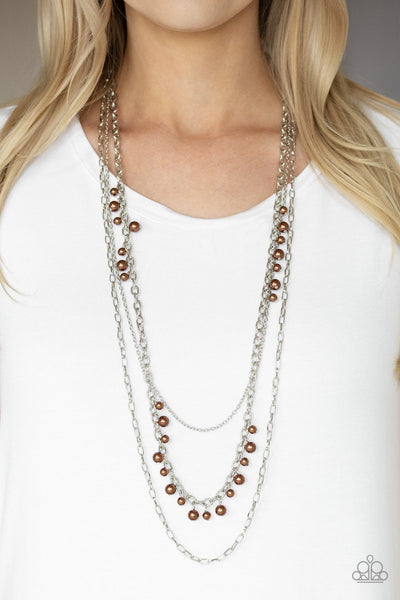 Paparazzi Pearl Pageant None - Brown Necklace