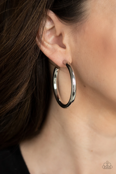 Paparazzi Hoop Hustle - Silver Earrings