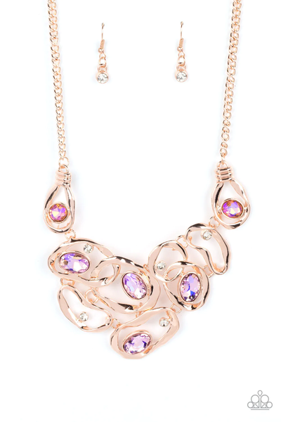 Paparazzi Warp Speed - Rose Gold Necklace