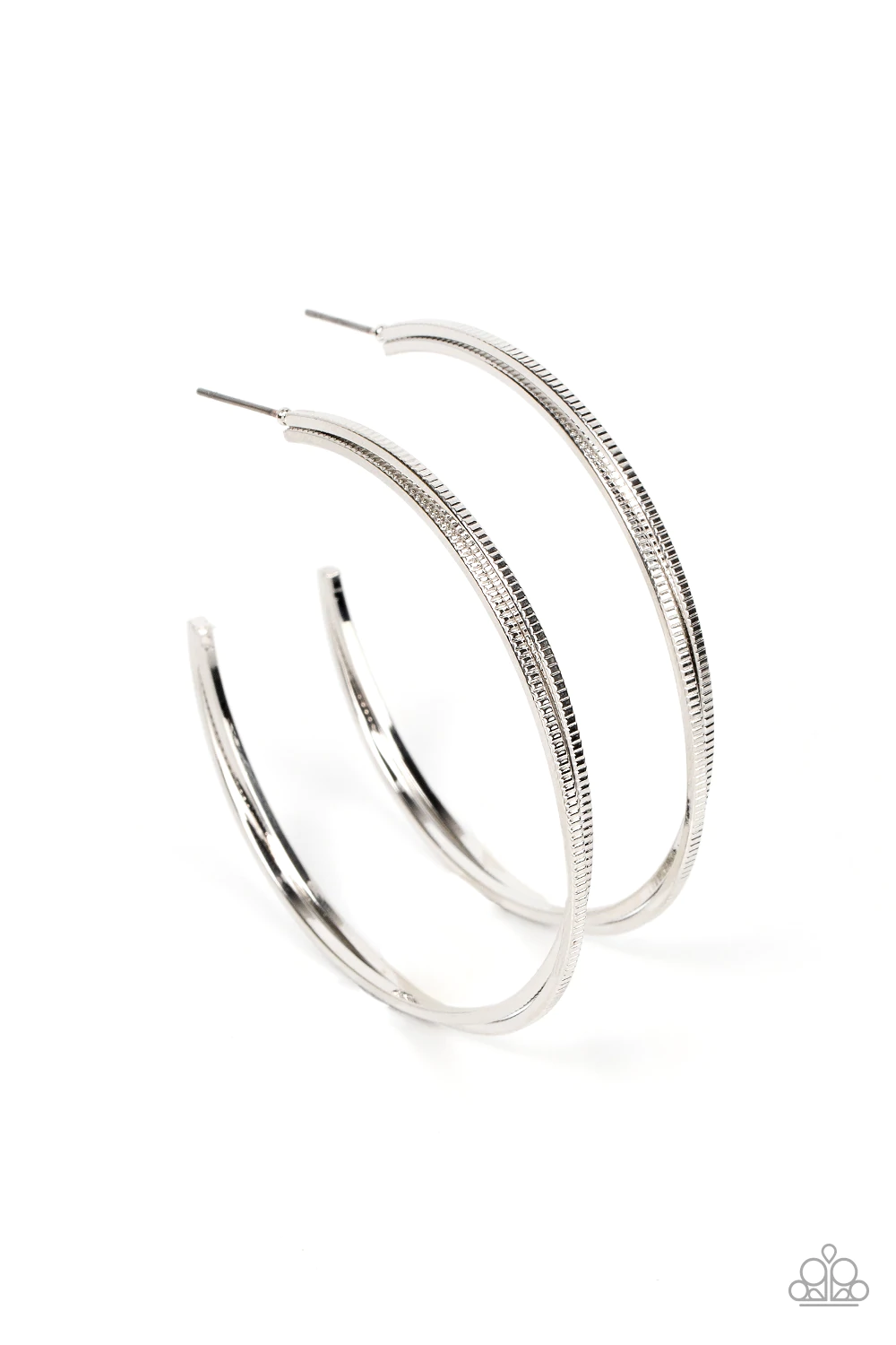 Paparazzi Monochromatic Curves - Silver Earrings