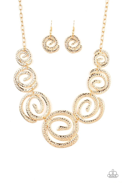 Paparazzi Statement Swirl - Gold Necklace