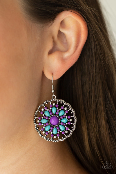 Paparazzi Mardi Gras Garden - Purple Earrings