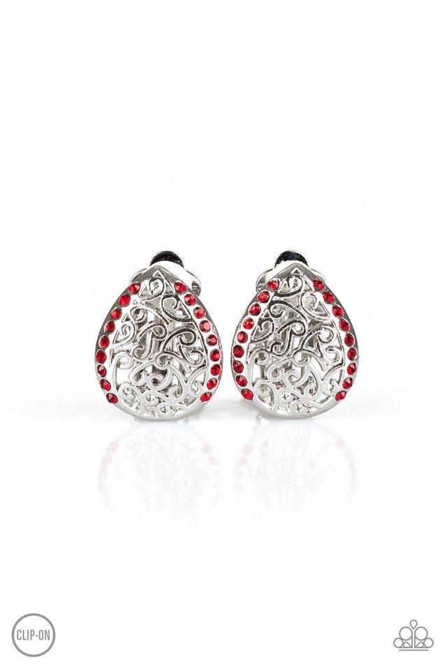 Paparazzi Garden Date - Red Earrings
