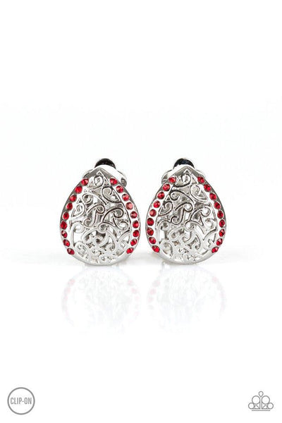 Paparazzi Garden Date - Red Earrings