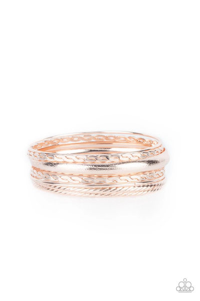 Paparazzi Trophy Texture - Rose Gold Bracelet