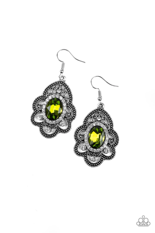 Paparazzi Reign Supreme - Green Earrings